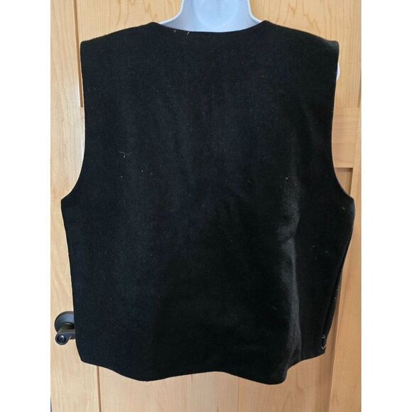 Vintage Wool Floral Embroidered Vest  Colorful Patchwork Design & Gold Buttons - Picture 7 of 10